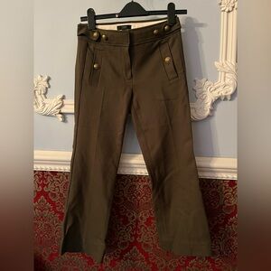 Army Green Flare Wool Blend Cropped J Crew Pants